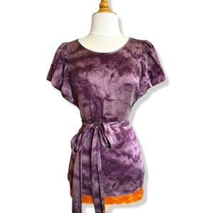 7 For All Mankind Puff Sleeve Purple Silk Top